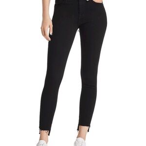 Frame Le Skinny De Jeanne Raw Mid Rise Jeans in Black Film Noir Size 26